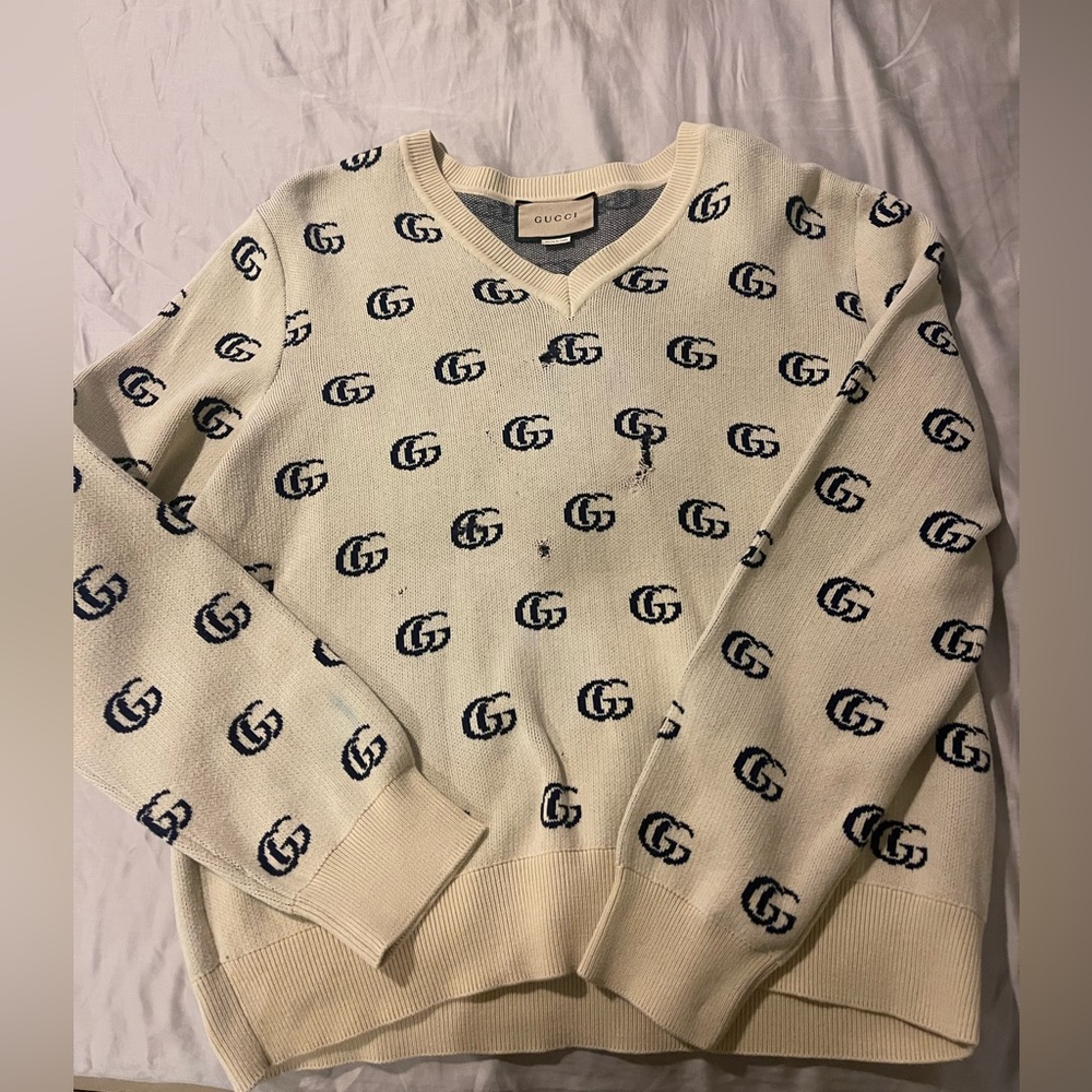 Gucci Cream Sweater with Black Pattern